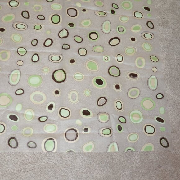 70" x 70" Shower Curtain and Doodle Curtain Liner, Retro Polka Dot, Green, Brown - Picture 5 of 12